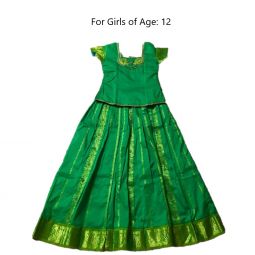 South Indian Lehenga Girls skirt light GREEN - 35"